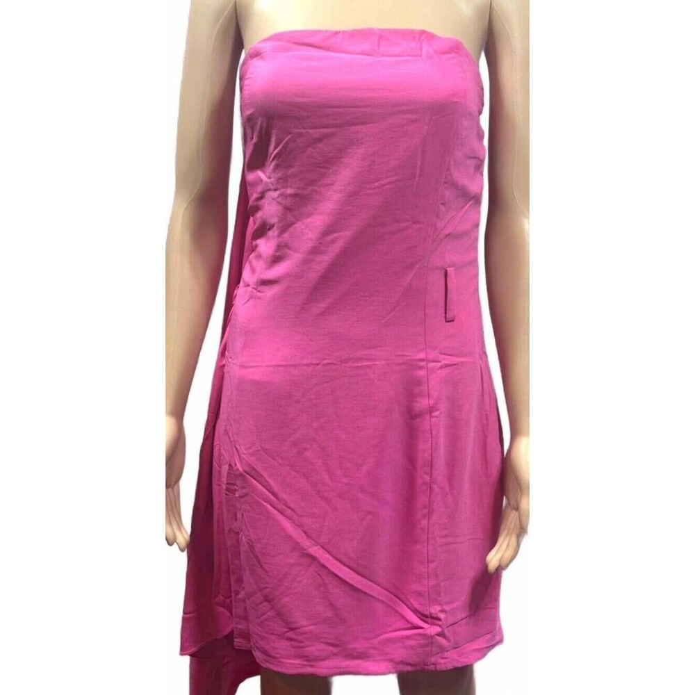Women's Elegant Pink Strapless Bodycon Mini Dress Side Tie Size M Wedding Event